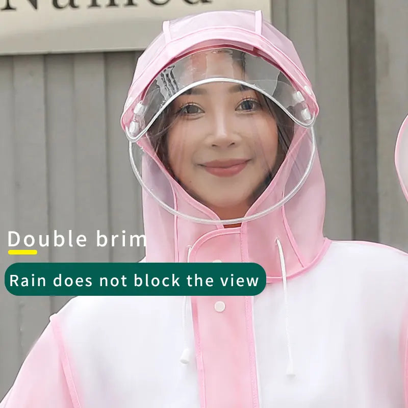 Hot Sale! Custom Designed Hooded Waterproof Motorcycle Bike Poncho Double Brim EVA Raincoat Poncho Raincoat Waterproof