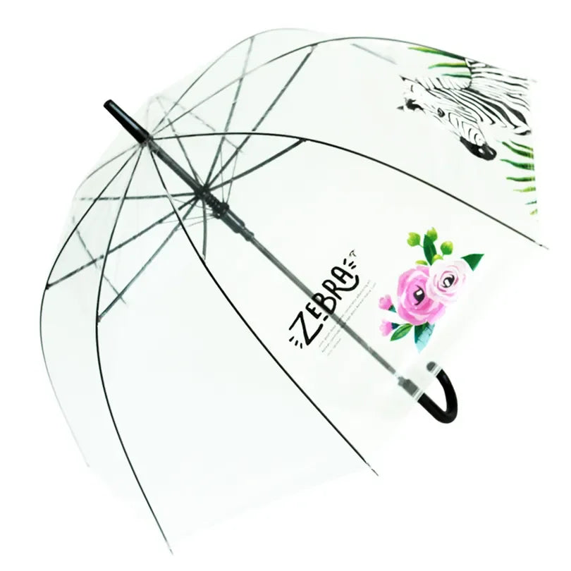 Automatic POE EVA Transparent Plastic Umbrella J Clear Dome Fully-Auto Folding Stretch Children's Parties Weddings Patio Use