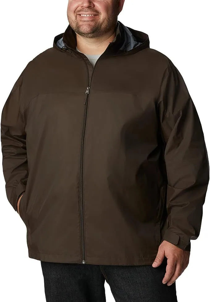 Men's Outdoor Rain Jacket Hood Waterproof Polyester Travel Hiking Fishing Motorcycle Logo Decoration Available XXL XXXL Sizes