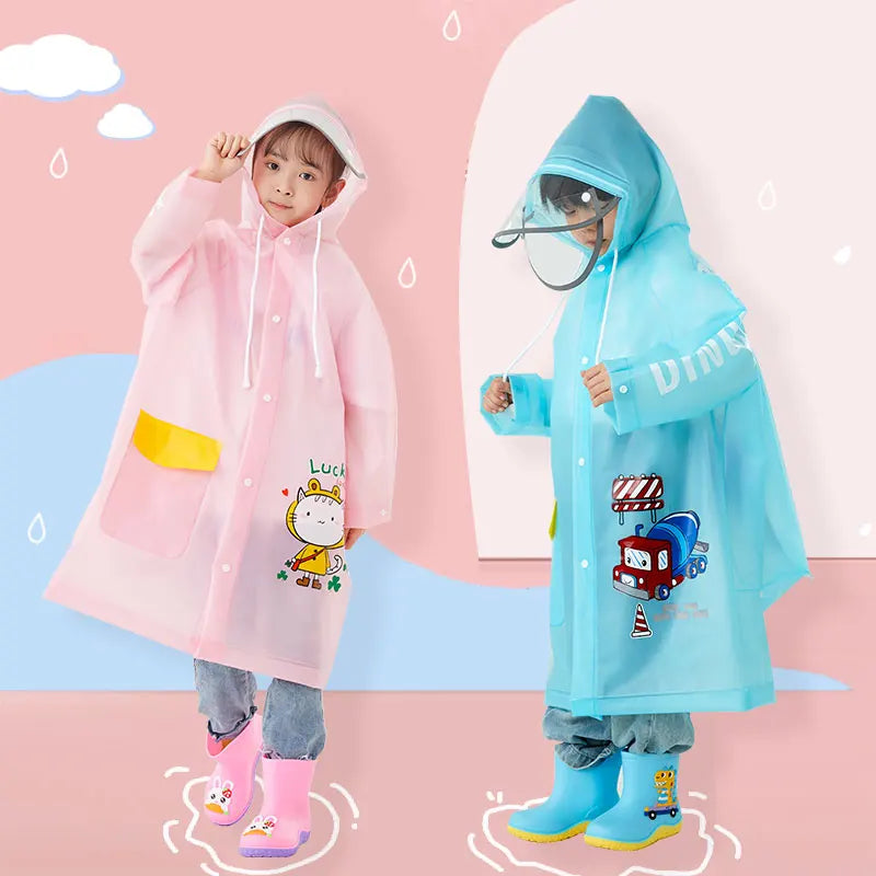 Hot Selling Factory Supply Healthy Portable Reusable Waterproof Raincoat Children Kids Teenagers Hooded for School Outdoors