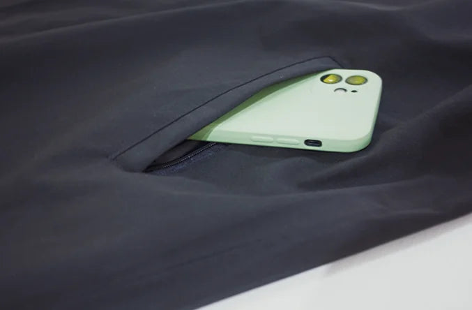 Stylish Black Trench Coat With Reflective Stripe Design Waterproof Night Visibility All-Season Wear Rain Jacket Rainwear