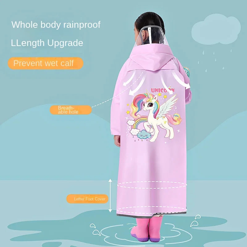 EVA Children's Raincoat with Backpack Space, Suitable for Boys and Girls, Reusable