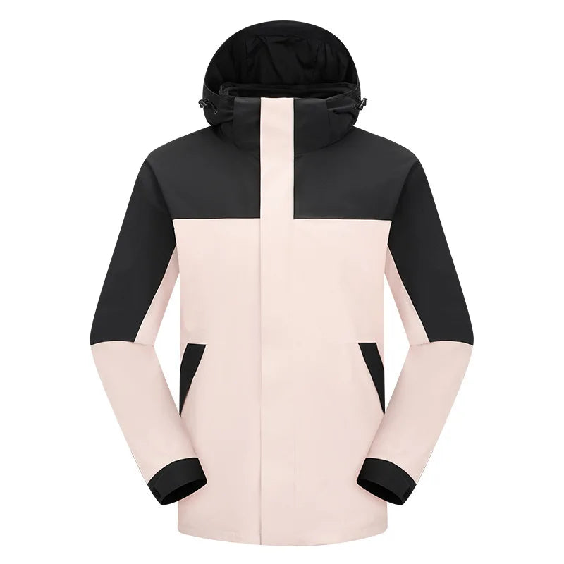 New Adhesive Outdoor Three-in-One Charge Clothes Detachable Two-piece Waterproof Windproof Winter Stand Men's Women's