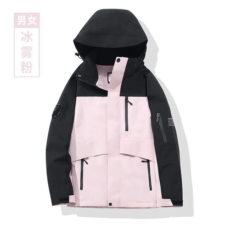 Winter New Outdoor Soft Shell Jacket Zipper Solid Single Layer Adhesive Waterproof Windproof Stand Windbreaker Men Women