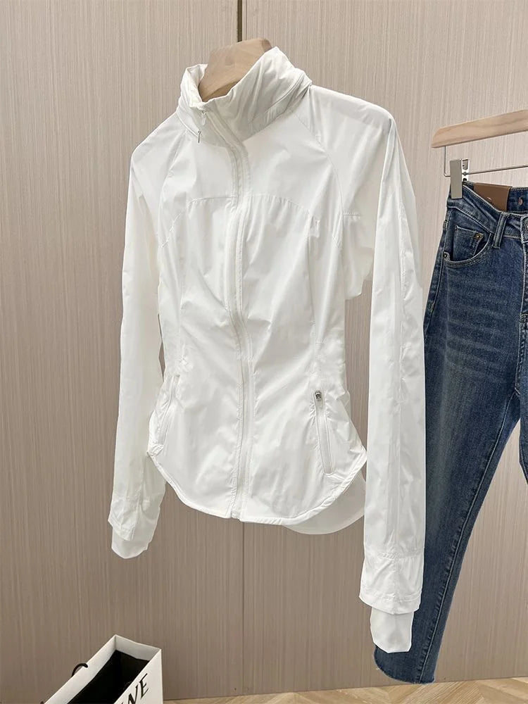 Women's Slim-Fit Summer Coat with Korean Style New Fashionable Foreign-Style Outdoor Sunshade Jacket Hood Drying Clothes Trendy