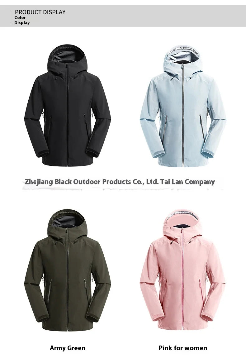 Men's Lightweight Stand Rain Jacket for Autumn Spring Breathable 3D Embroidery Logo Zipper Prints Outdoor Plain Hardshell