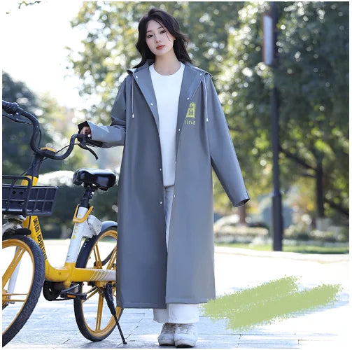 EVA Fashionable Long Thick Printed Raincoat for Men and Women's Portable Outdoor Hiking High-end Raincoat