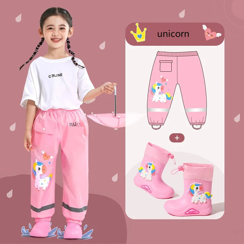 Unisex Children's Dinosaur Print Raincoat and Pants Waterproof Plastic Durable for Camping and Fishing With Custom Logo