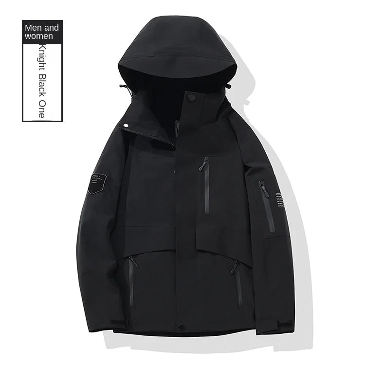 Winter New Outdoor Soft Shell Jacket Zipper Solid Single Layer Adhesive Waterproof Windproof Stand Windbreaker Men Women