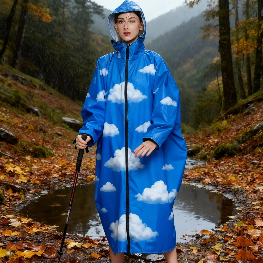 Women's Men'a Adult Cycling Hiking Walking Outdoor Lightweight Reusable Waterproof Raincoat Rain Poncho for Heavy Rain 10000 mm