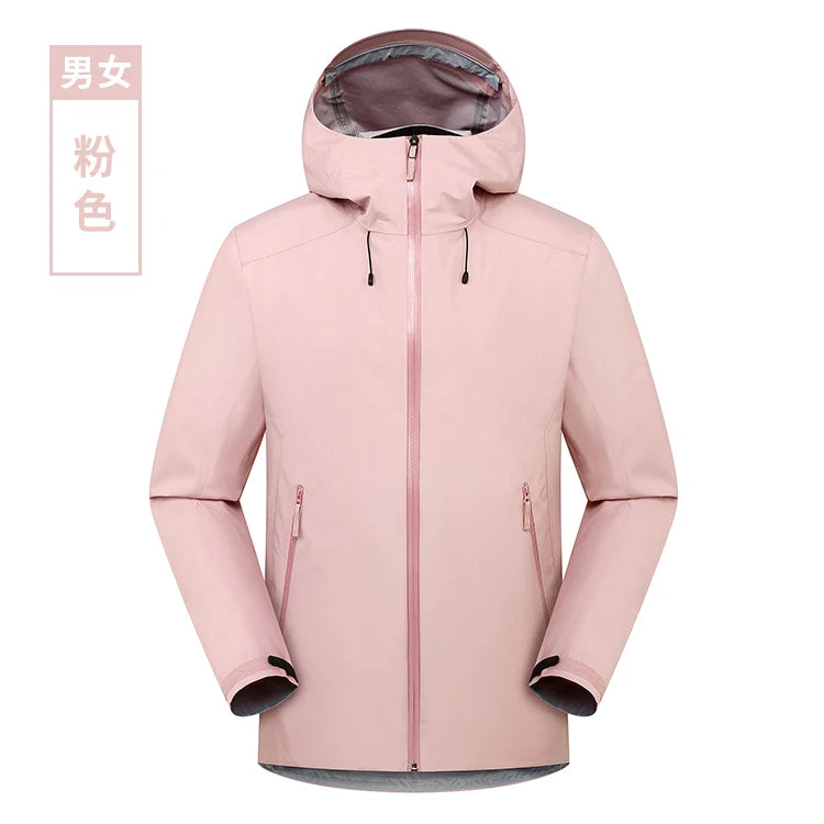 Men's Lightweight Stand Rain Jacket for Autumn Spring Breathable Hard Shell Coat Windproof 3D Embroidery Logo Zipper Prints for