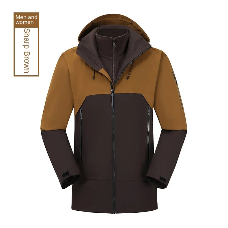 Couple's Lightweight Hard Shell Three-in-One Outdoor Sports Jacket Cold-Proof Windproof Waterproof Mountaineering Suit