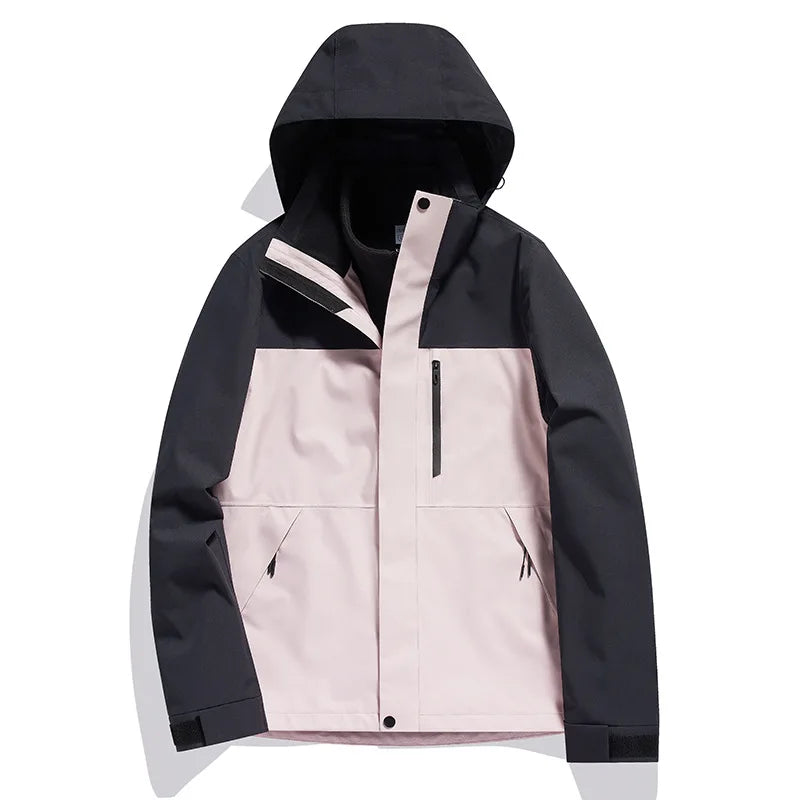 WAY Three-in-One Winter Overalls XL/3XL Size Solid Zipper Detachable Ski Coat Windproof Waterproof Warm Thickened Stand Collar