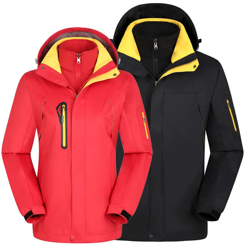 Winter Outdoor Warm  Clothing Men Women Two-piece Detachable Fleece Three-in-one Windproof Waterproof Mountain and Outdoor