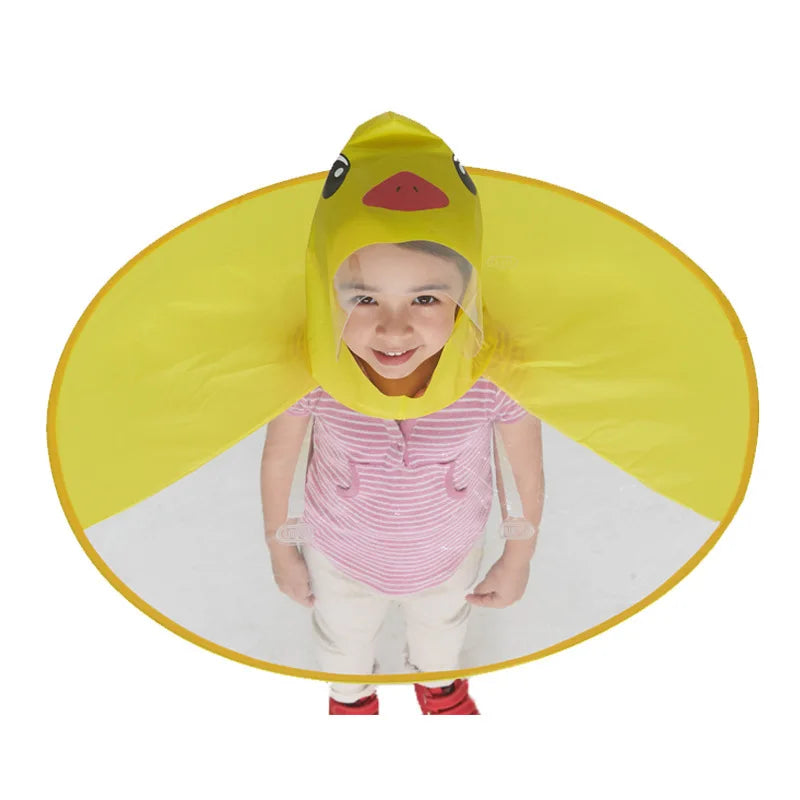 Children's Cartoon Creative Animal Cap Raincoat Kids Rainproof Folding Poncho With Logo Hood Foldable Umbrella for Rain All Ages
