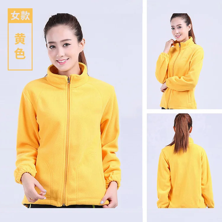 New Outdoor Hooded Fleece Jacket Unisex Zipper Closure Waterproof Thick Lining Winter Double-Sided Padded Stand Rabbit Fur Trim