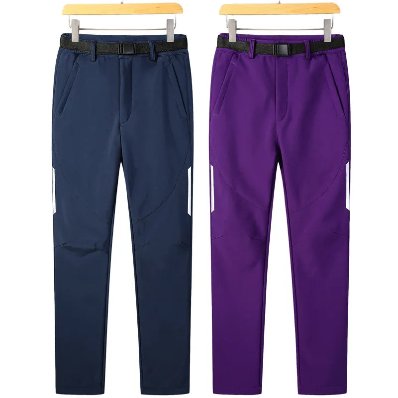 Men's & Women's Outdoor Sports Soft shell Pants Autumn Winter Waterproof Windproof Breathable Trousers Fleece Thick Elastic Warm