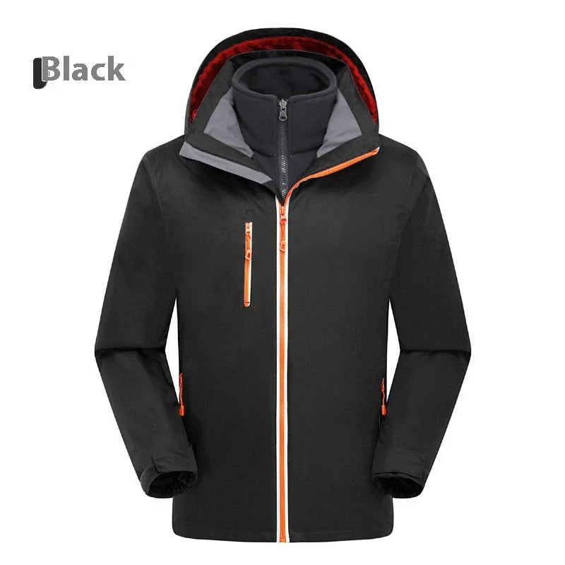 Men's Women's Outdoor Assault Two-Piece Three-In-One Winter Clothing Detachable Windproof Waterproof Fleece-Lined Zipper Printed
