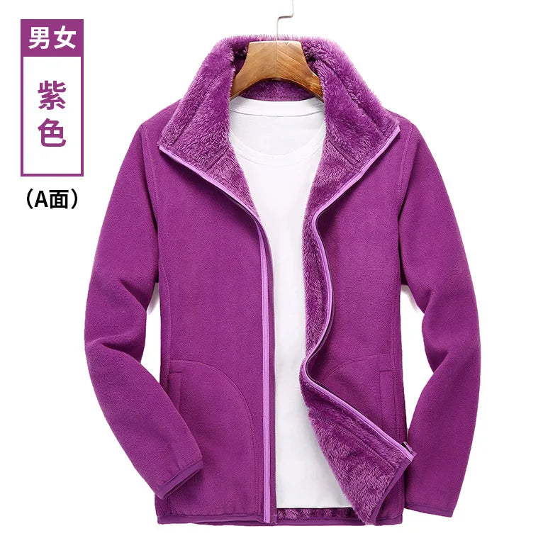 Outdoor Rush Men's & Women's Coral Fleece Coat Casual Style Thickened Spring Autumn Winter Sweater Cardigan Liner