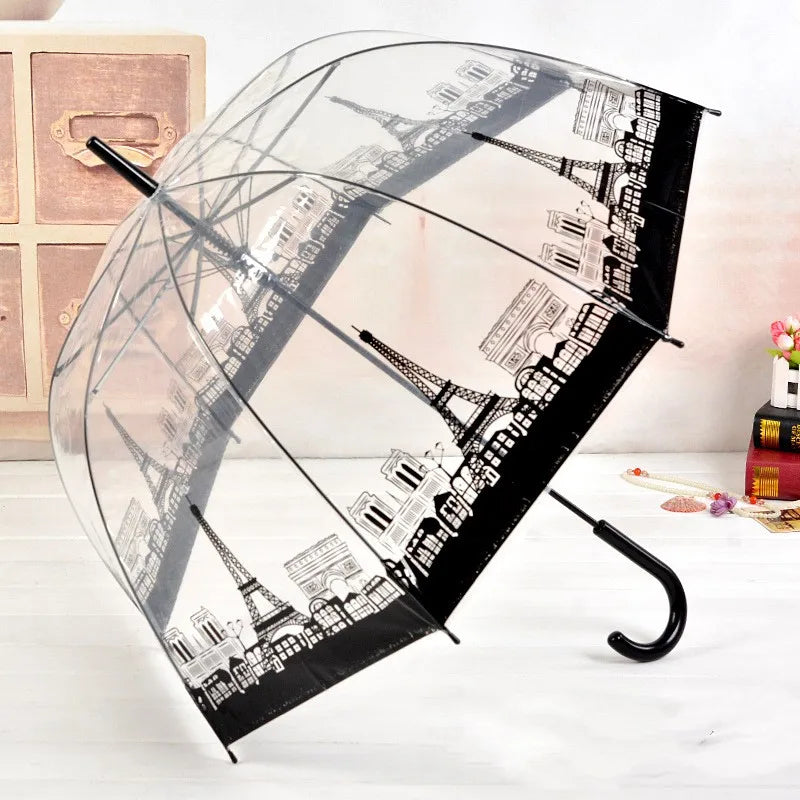 Gossip Girl Princess Umbrella Thickened Transparent Automatic Apollo Mushroom Umbrella Eiffel Tower Plastic Umbrella