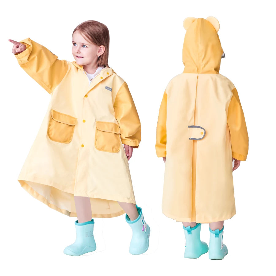Children's Waterproof Hooded Cute Cartoon Raincoat, Suitable for Boys and Girls to Hike, Travel, and Engage in Water Activities
