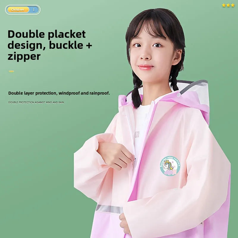 EVA Children's Raincoat, Boys' and Girls' Backpack Raincoat