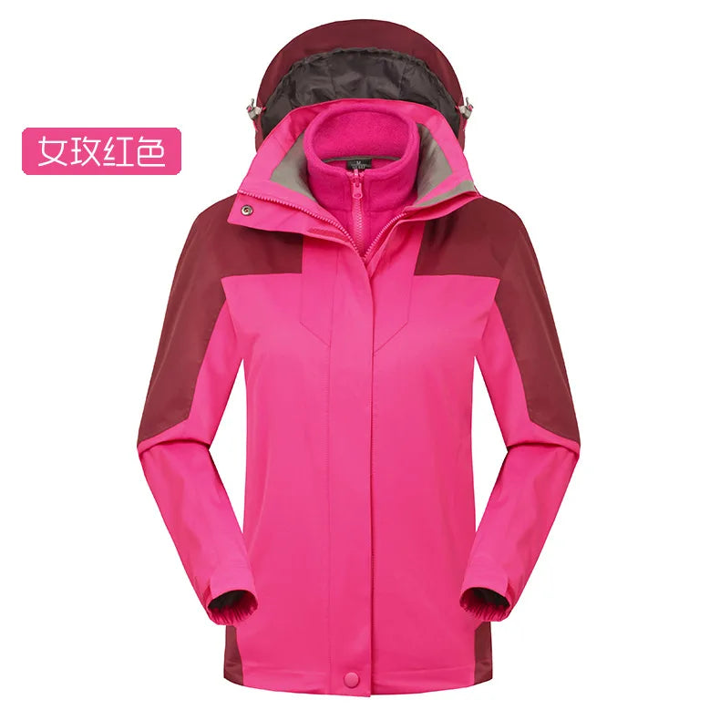 High-End Waterproof Warm-keeping Outdoor Sports Jacket Women's Fleece-Lined Long-Sleeved Autumn Winter Ski Suit Mountaineering
