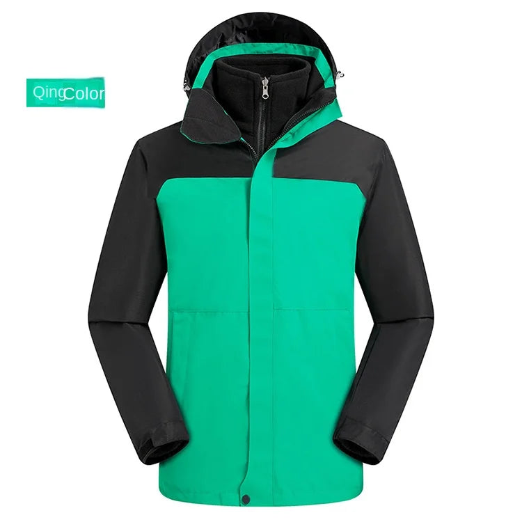 Women Parent-Child Outdoor Charge Three-in-One Jacket Set Detachable Fleece-Lined Thickened Two-Piece for Autumn Winter