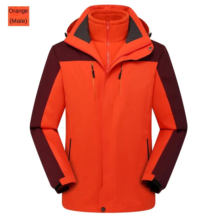 Autumn Winter Three-in-One Waterproof Overalls Men's and Women's Couples Thick Coat Zipper Closure Windbreaker Wholesale