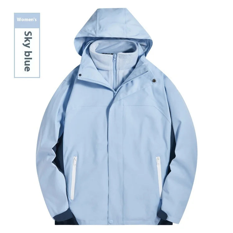 Men's Women's Three-in-One Assault Winter Work Clothes Outdoor Windproof Waterproof Hiking Jackets Printed Embroidered Logo