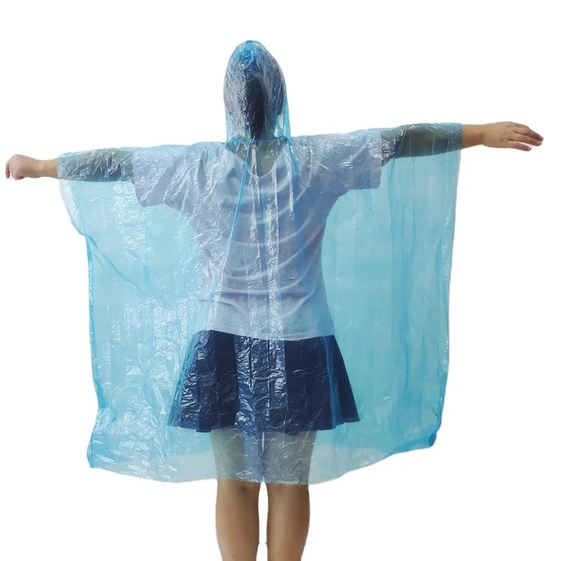 Wholesale Disposable PE Rain Poncho Transparent Plastic Raincoat for Girls Waterproof Rainwear With Logo for Hiking Travel