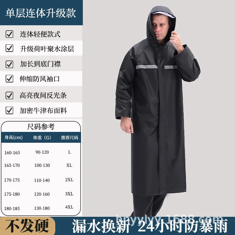 Oxford Cloth Waterproof Thickened Lengthened Electric Car Double-layer Labor Protection Adult Hiking Travel Flood Raincoat