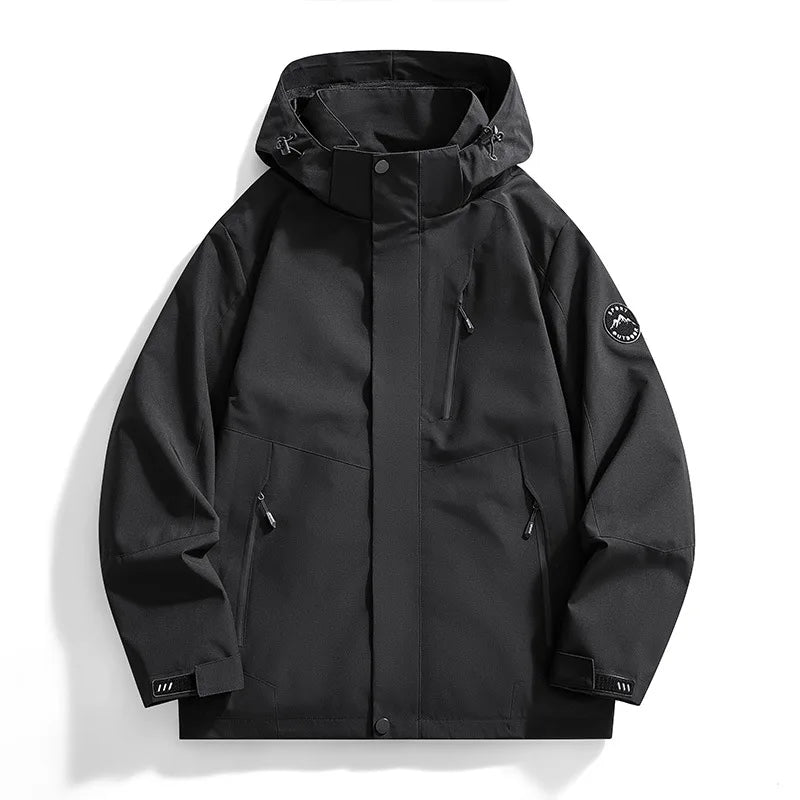 2025 Outdoor Three-in-One Coat for Men Women Hard Shell Soft Polyester Fill Stand Collar Zipper Closure XL-for Autumn Fitness