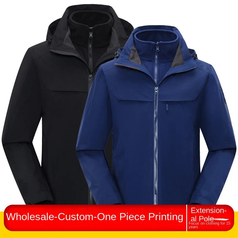 High-End Two-Piece Outdoor Jacket for Men Women Autumn Winter Assault Clothing Detachable Three-In-One Feature Printed