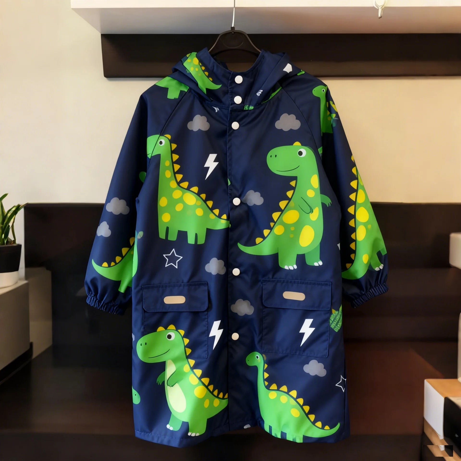 Unisex Lightweight Waterproof Rain Poncho for Children Reusable Reflective Raincoat for Outdoor Activities-Hiking Cartoon Print