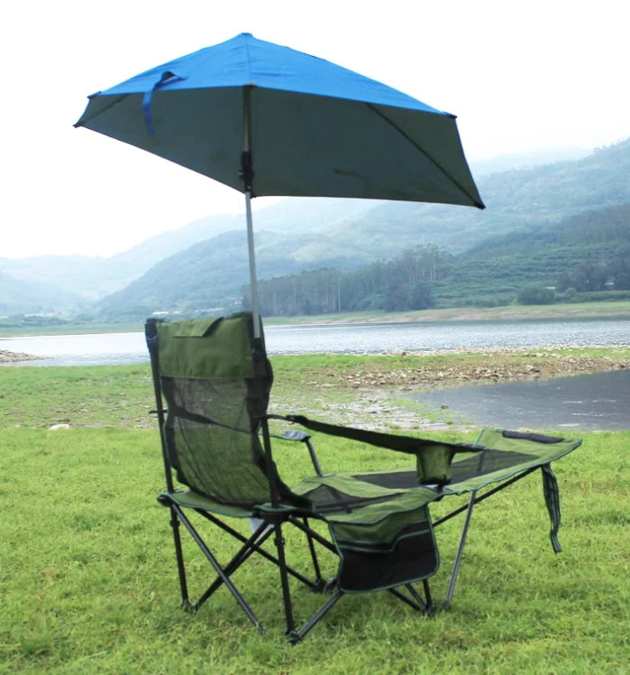Outdoor Sunshade Chair With Foot Support, Beach Fishing Chair, Lunch Break Folding Lounge Chair, Portable