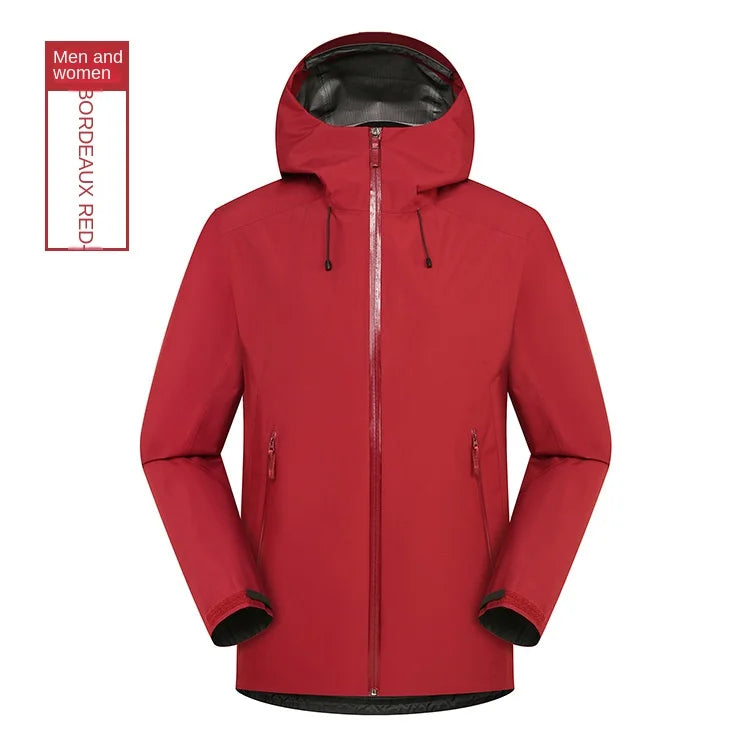 LT Single-Layer Waterproof Jacket for Men Women Long Sleeve Stand Collar Coat Zipper Warm Ski Mountaineering Suit for Spring