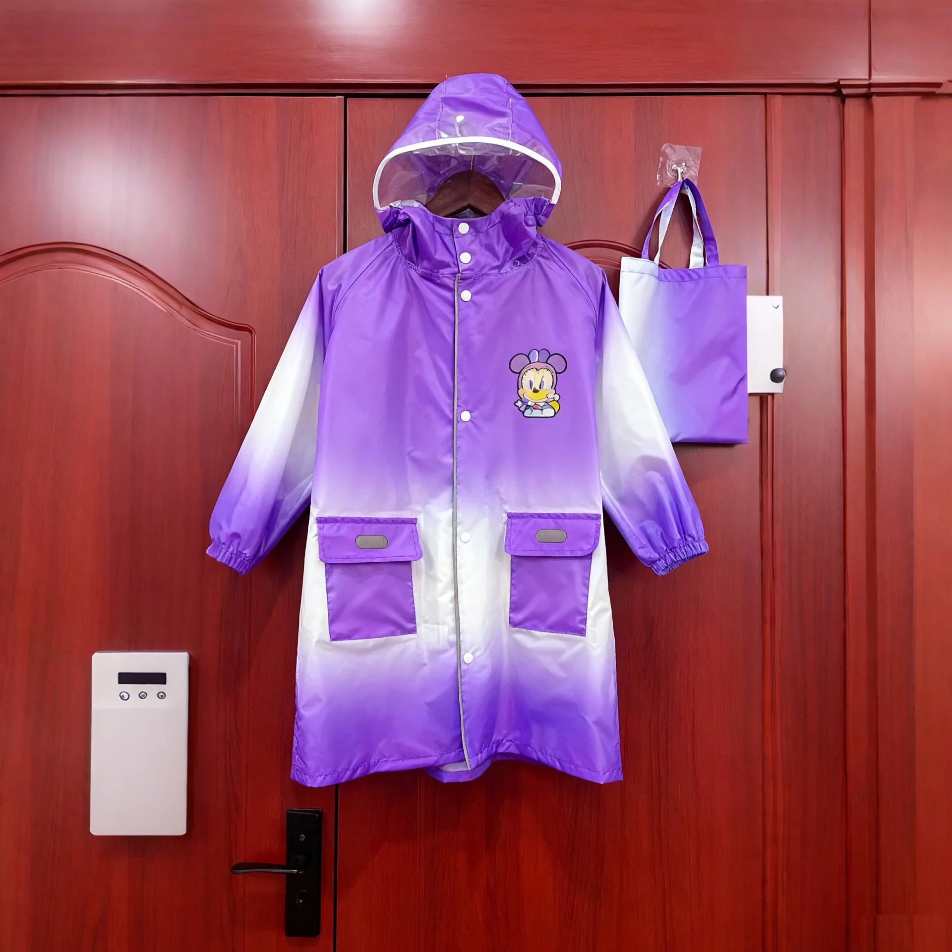 Durable Outdoor Lightweight Windproof Waterproof Rain Poncho for Middle Large Boys/Girls Back to School Cartoon Design Raincoat