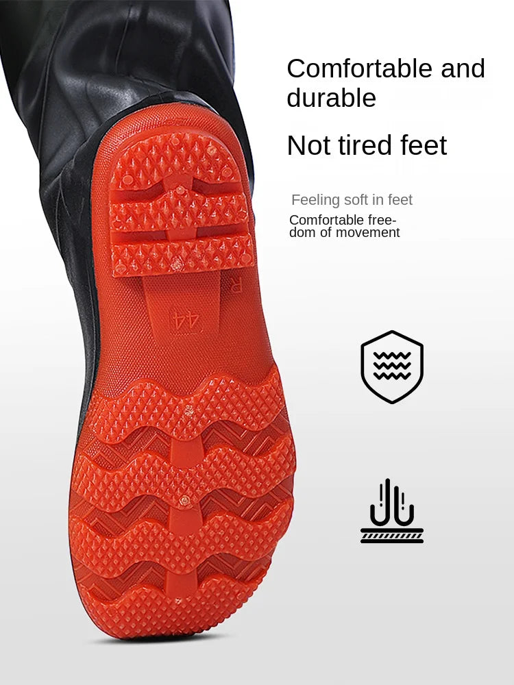 Thickened PVC Material Fishing Waders Pants Zipper Closure Outdoor Wading Unisex Half-length