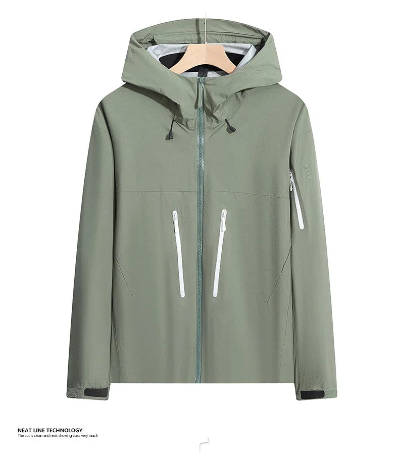 Wholesale Men's & Unisex Lightweight Waterproof Hooded Rain Jacket XL Size Windproof Outdoor Raincoat With Zipper Closure Hiking