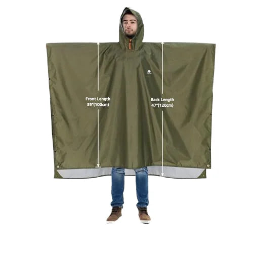 Portable Lightweight Single-Person Rainwear Waterproof Polyester Rain Poncho Adults Reusable Raincoat Camping Outdoor Activities