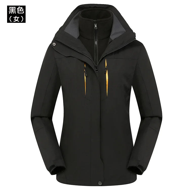 Autumn Winter Three-in-One Waterproof Overalls Men's and Women's Couples Thick Coat Zipper Closure Windbreaker Wholesale