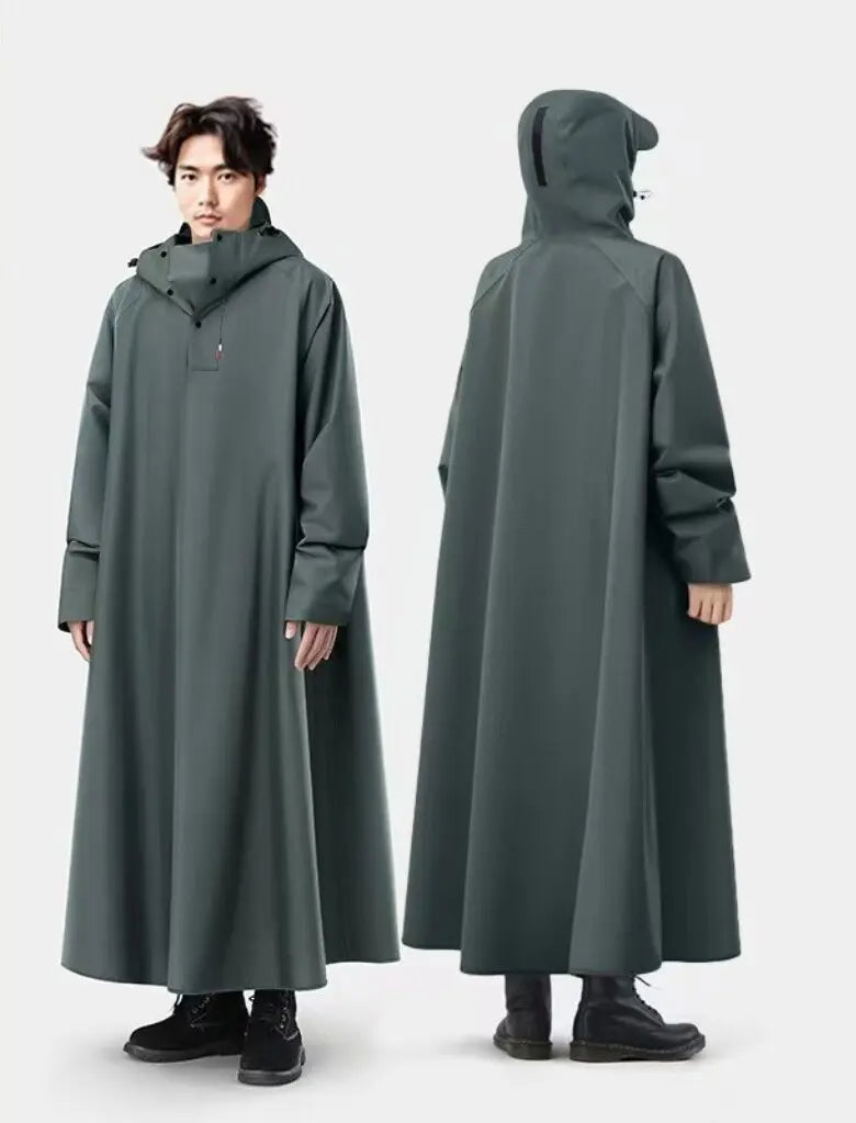 New Modern Durable Extended Loose Unisex Adult Bike Rain for Waterproof Polyester Pongee Wide Hood Brim Thickened