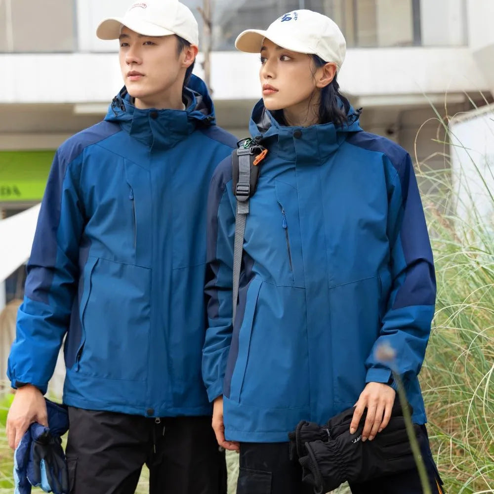 3XL Outdoor Winter Work Jacket Zipper Closure Waterproof Windproof Breathable Solid Pattern Logo Removable Padded Button