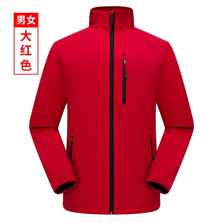 Autumn Winter Outdoor Tactical Soft Shell 100% Polyester Windproof Waterproof Breathable Thick Handsome Tough Zipper Solid Plain