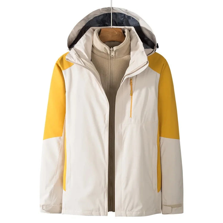 Adult Outdoor Rain Jacket Waterproof Hooded Windbreaker Lightweight Rain Wear With Removable Fleece Liner Motorcycle Raincoat