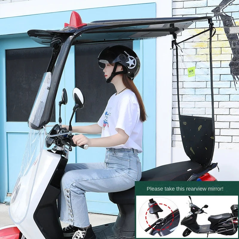 Modern Electric Car Sunshade Canopy Manual Control Plastic Windshield for Motorcycles Sun Protection
