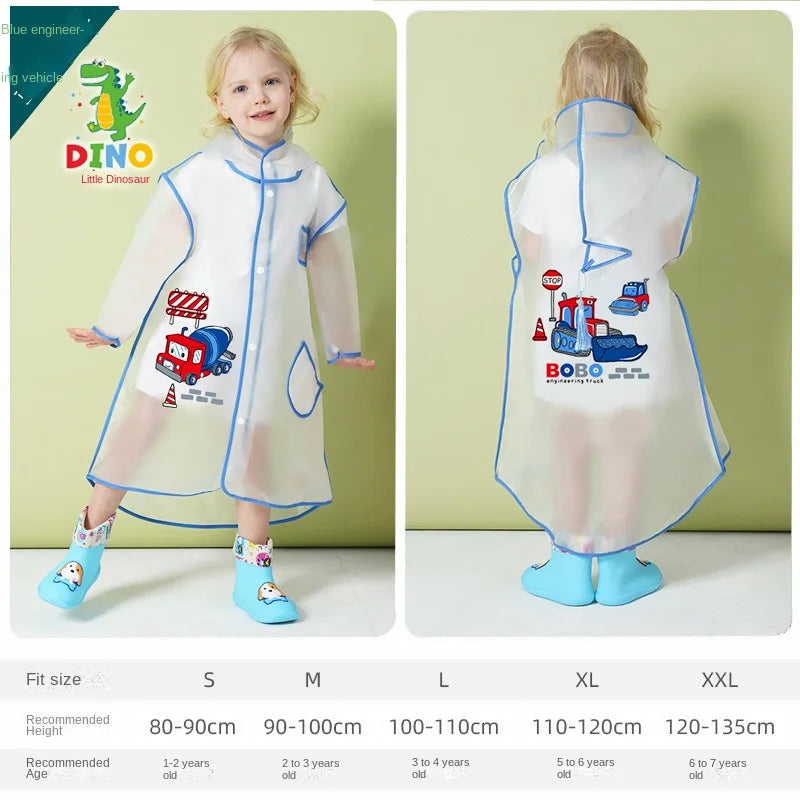 Small Dinosaur Cartoon Raincoat for Primary School & Kindergarten Kids EVA & PU Material Wholesale for Boys & Girls