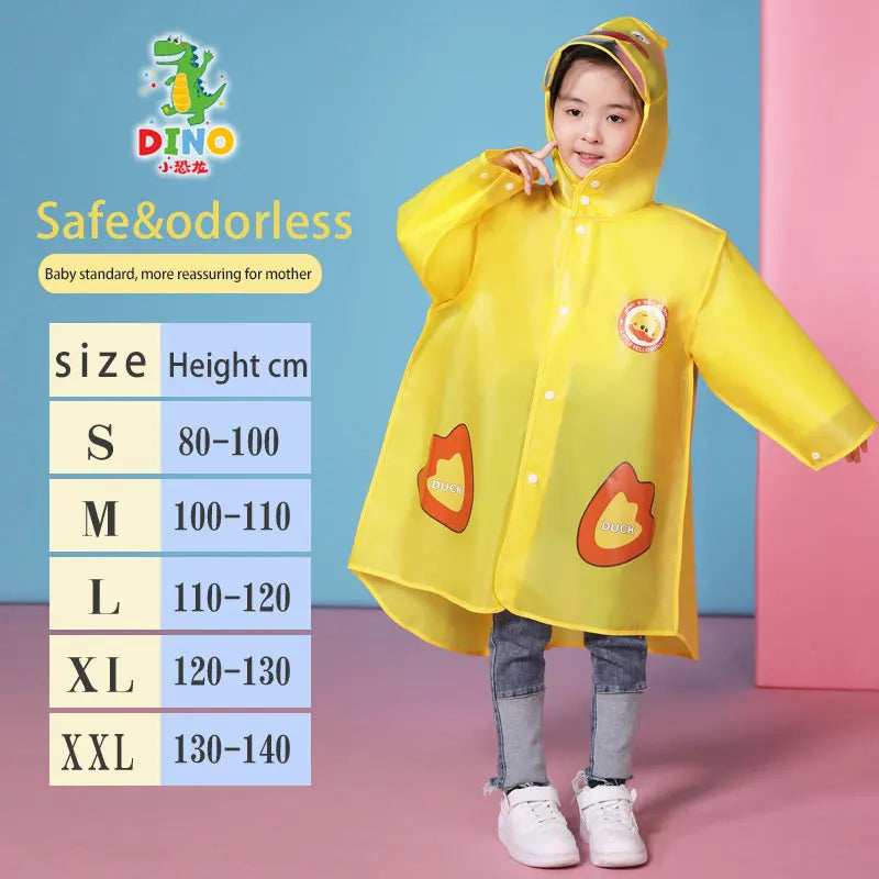 Custom Kids Raincoat EVA Hooded Waterproof Cartoon Design PU Material Breathable Windproof Reusable Overall Girls' Hiking XXL