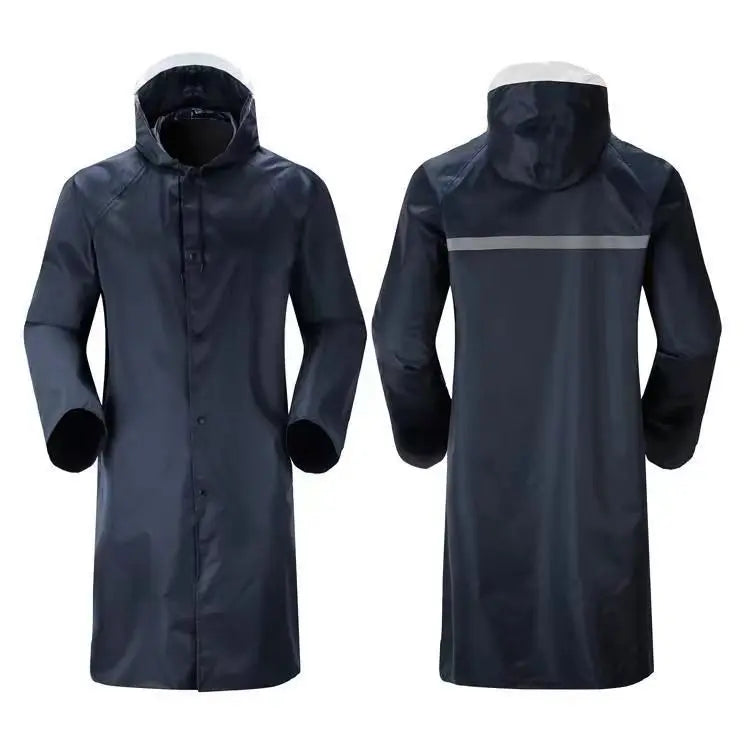 Customizable XL Adult Reflective Stripe Long Rain Jacket Waterproof Oxford Cloth Raincoat Outdoor Work Hiking Poncho Logo